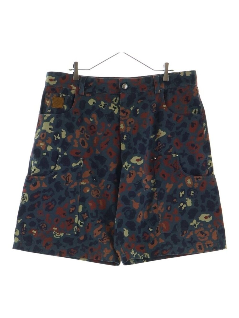 Louis Vuitton Baggy Shorts Wide Denim Leopard Print Multi